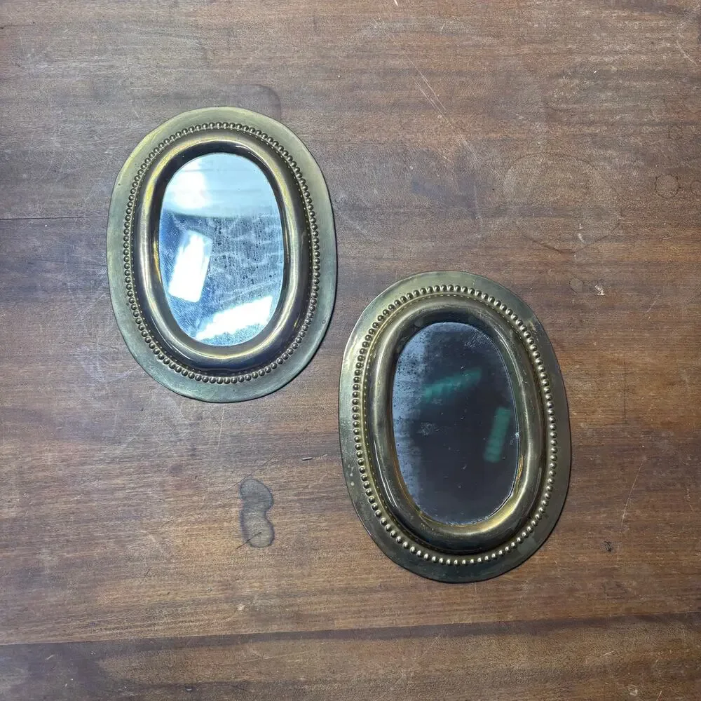 Small Oval Gold Wall Mirrors Set of 2